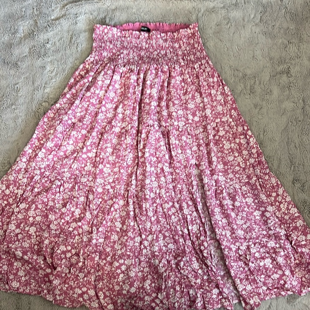 Pink Floral Midi Skirt